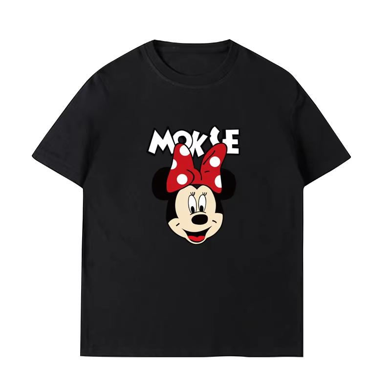 Summer New Cartoon Disney Mickey Mouse Print Couple T-shirt For Men Women Short-sleeved O-neck Tees Casual Sports Oversized  Top