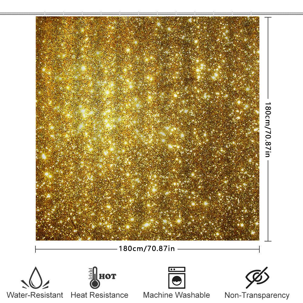 Luxury Gold Glitter Shower Curtain Sparkle Bathroom Decor Shiny Fabric Waterproof Home Accessory For Bathtub Or Pool Area (Size: