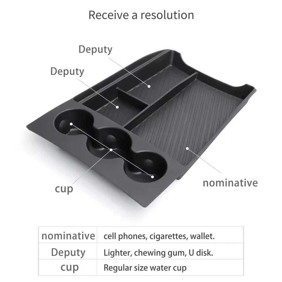 For RIVIAN R1T Center Console Storage Box TPE  Central Lower Layer Organizer Tray Car Interior Accessories