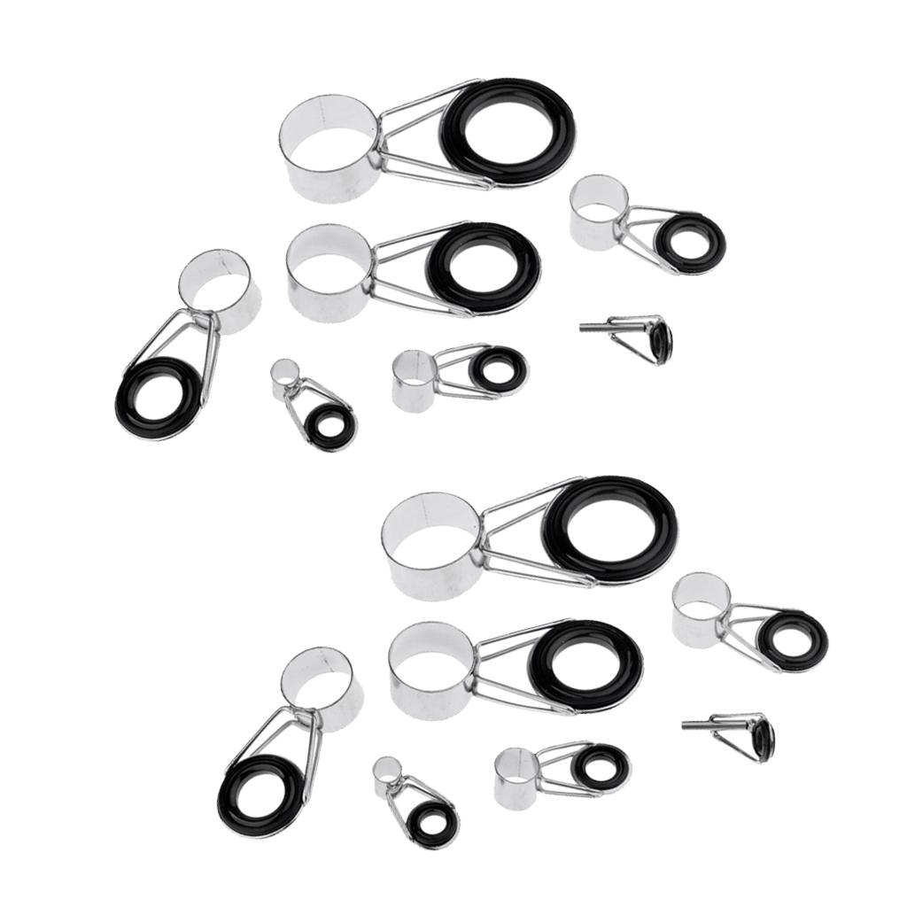 7 Pièces Guides de Canne à Pêche en Acier et Céramique Kit de Réparation de Canne Anneaux d'Oeil de Pointe de Canne DIY 7 Tailles Mixtes Accessoires pour Cannes à Pêche