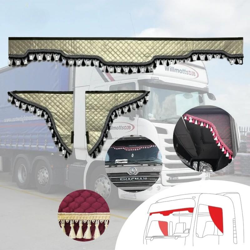 Truck Curtains,Front and Sleeper Window Sunshade,Universal Fit for VOLVO/RENAULT/SCANIA,Custom Logo