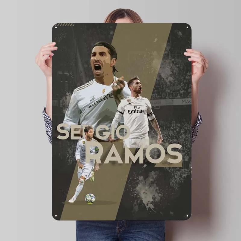 Sergio Ramos Metal Sign Sports Poster Room Decoration Man Cave Vintage Tinplate Sign Plaque for Wall Art Decoration Retro Home