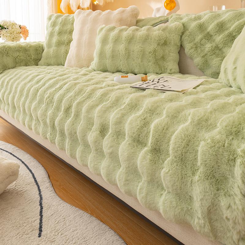 Cat-like Rabbit Plush Sofa Cushion Living Room Winter Thickened Sofa Cover Plush Cushion Sofa Cover Four Seasons