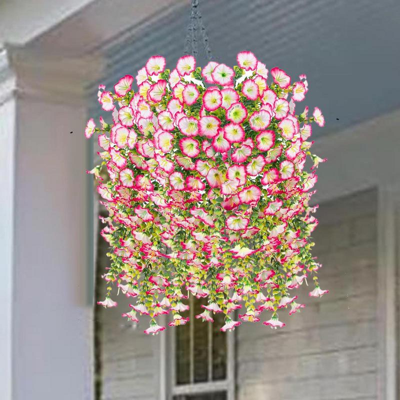 Artificial Morning Glory Flowers Garden Hanging Faux Petunias 2Pcs/set Colorful Everlasting Plants For Porch Garden Decoration
