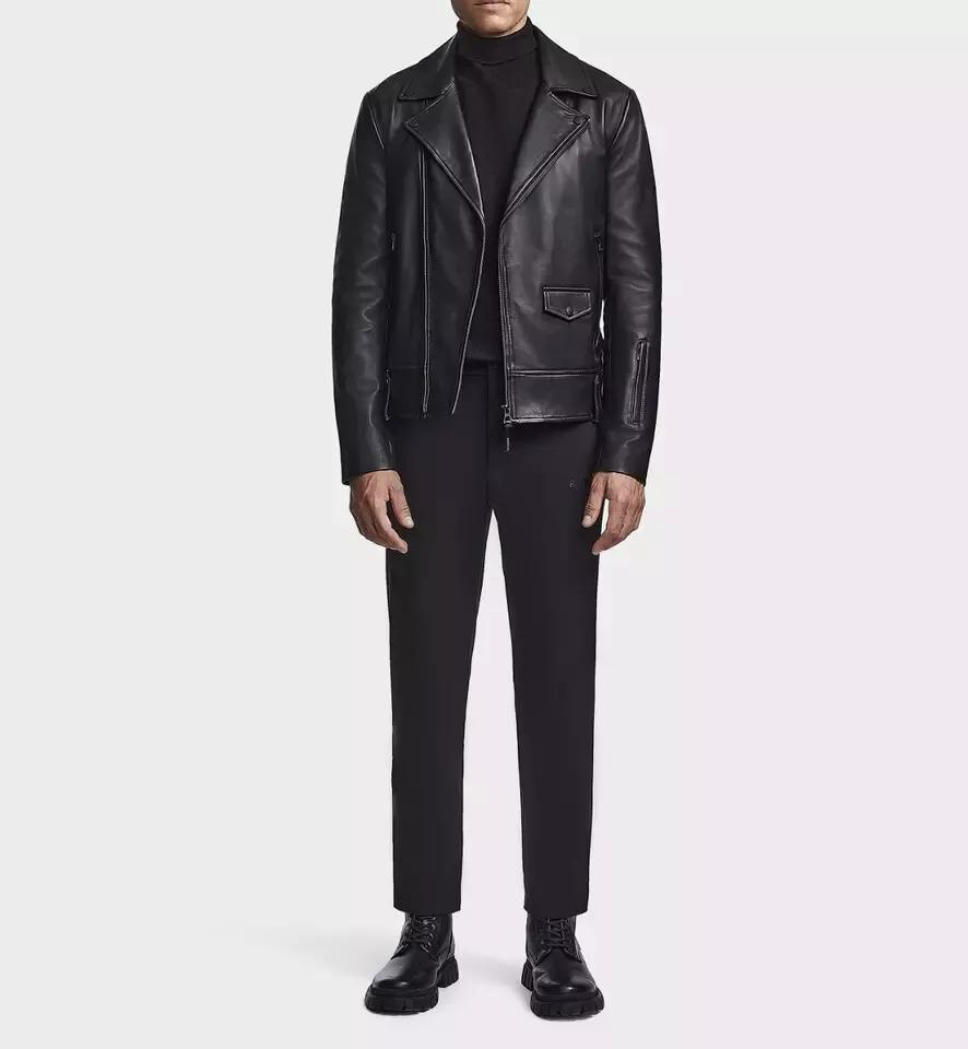 Real Lambskin Festive Original Leather Racer Biker Jacket Elegant NEW Men's Jacket Genuine