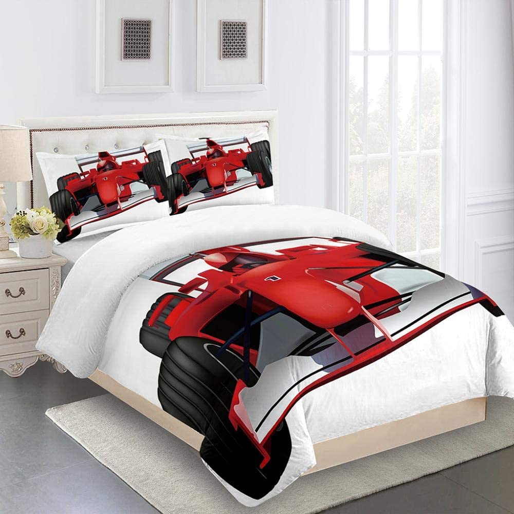 Bettwäsche-Set 200X220 Rennwagen 3D Bettbezug, 3-teilig Schlafzimmerdekoration Bettwäsche Einzel Doppel King Teenager Kinder Erwachsenenzimmer