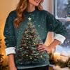Women's Casual Fashion Round Neck Plus Velvet Thickened Christmas Print Sweatshirt