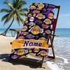 Custom Name Personalized Los Angeles Lakers Basketball Print Beach Towel, for Trip Camping Beach Party Home Decor, Birthday Gift for Family & Friends