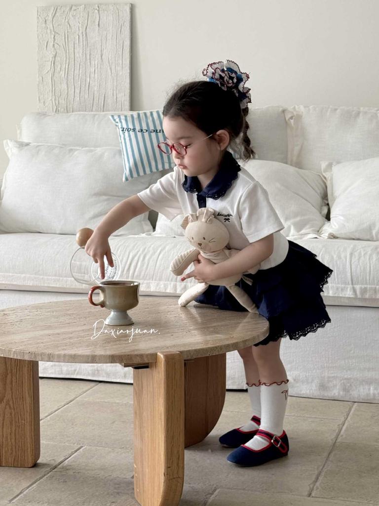 Large Summer College Style Short Sleeve Skirt Set for Girls - New Arrivals, Children's Wear