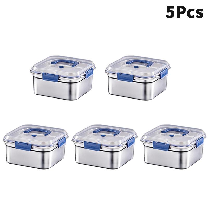 

Большой контейнер из нержавеющей стали с ручкой, герметичной крышкой, непротекаемый ланч-бокс, прямоугольный контейнер для хранения свежих продуктов, холодильник
