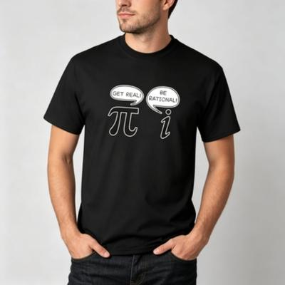 Get Real Be Rational Funny Math Tshirt Pi Geek Graphic Tee For Unisex Casual Top Black White