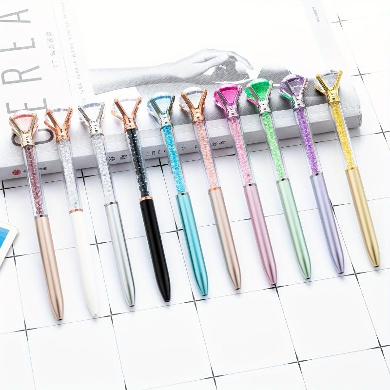 5Pcs random luxury diamond ballpoint pens, 1.0mm black ink, office & wedding school gift pens