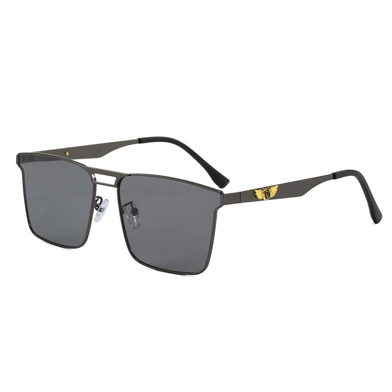 Metal double beam square frame sunglasses men's high definition polarized light outdoor fishing driving sunglasses fishing