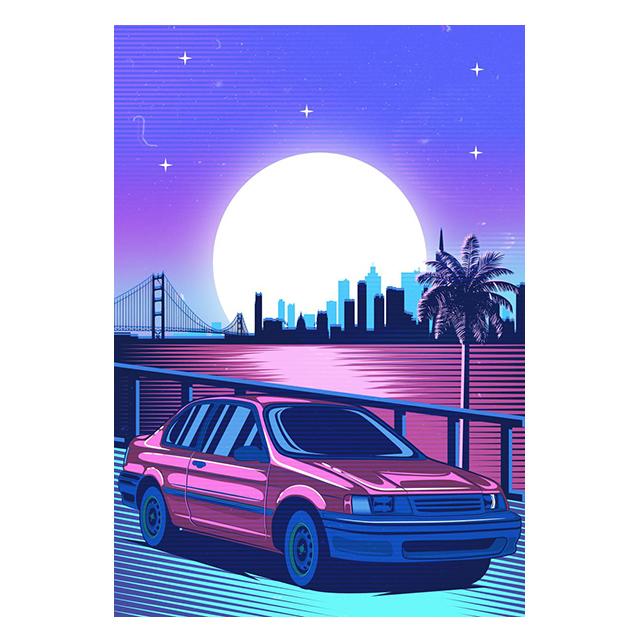 Cartoon Neon Retro Jdm Sports Racing Car Print Poster Canvas Painting Modern Wall Art Picture For Living Room Bedroom Home Decor