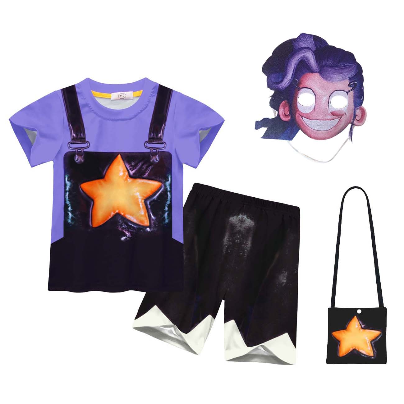 Ensemble T-shirt et Short Cosplay Bobi Time LLily pour Enfants Peut Ajouter Masque Sac Étoile Costume de Personnage de Jeu d'Halloween pour Filles Garçons 130cm