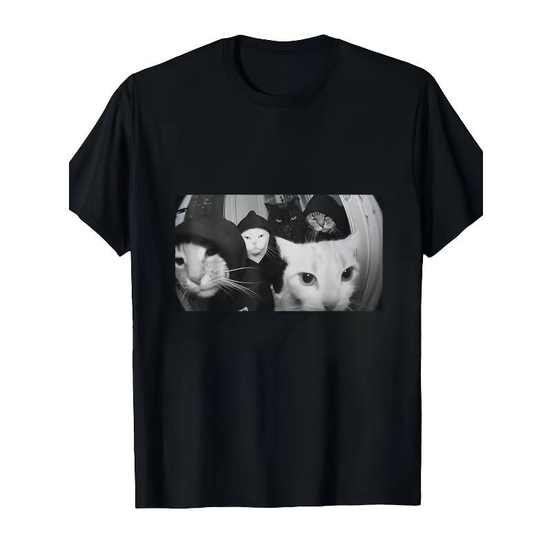 Unisexs Humorous Gangster Cat Retro Pattern Tshirt Unisexs Tshirt Summer New Style Unisex Casual Tshirt S