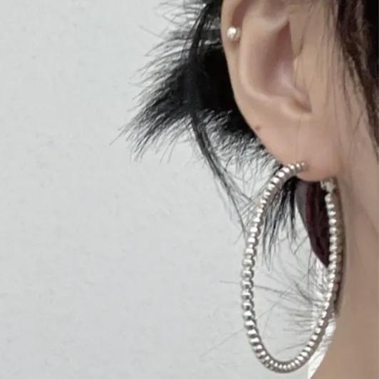 TOOK Bold Ring Earrings Silver Big Size Daily Bowl Ring Earrings