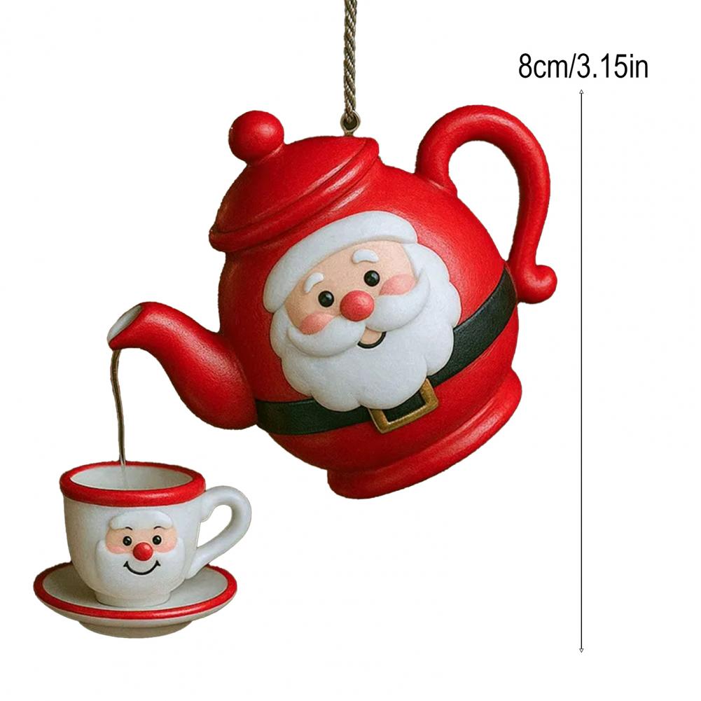 Christmas Teapot Ornament Vintage Christmas Tea Cup And Pot Hanging Decor with Pouring Tea Effect Gift for Tea Lovers
