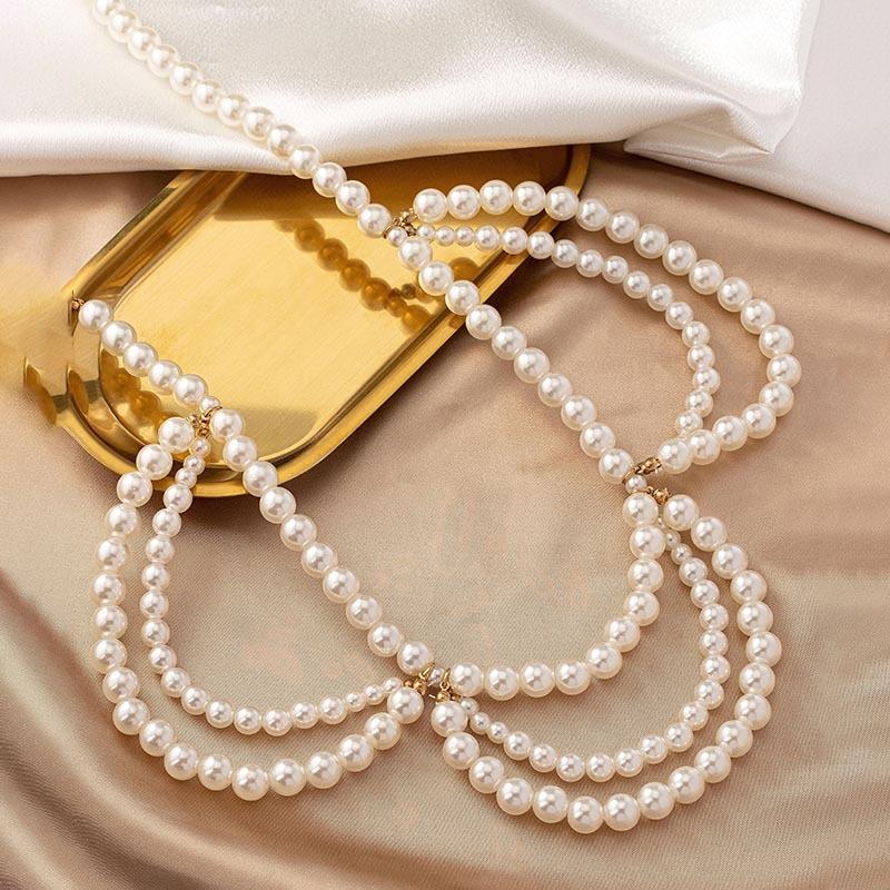 New Fashion Waistband Jewelry Versatile Elegant Handmade Imitation Pearl Beaded Waist Chain For Women Dress Accessories