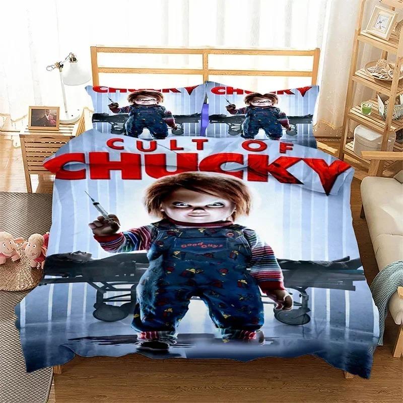 3D-Druck Horrorfilm Chucky Bettwäsche-Set Kissenbezug Bettbezug Doppel Einzel Voll Queen King Erwachsene Kinder Deckenbezug