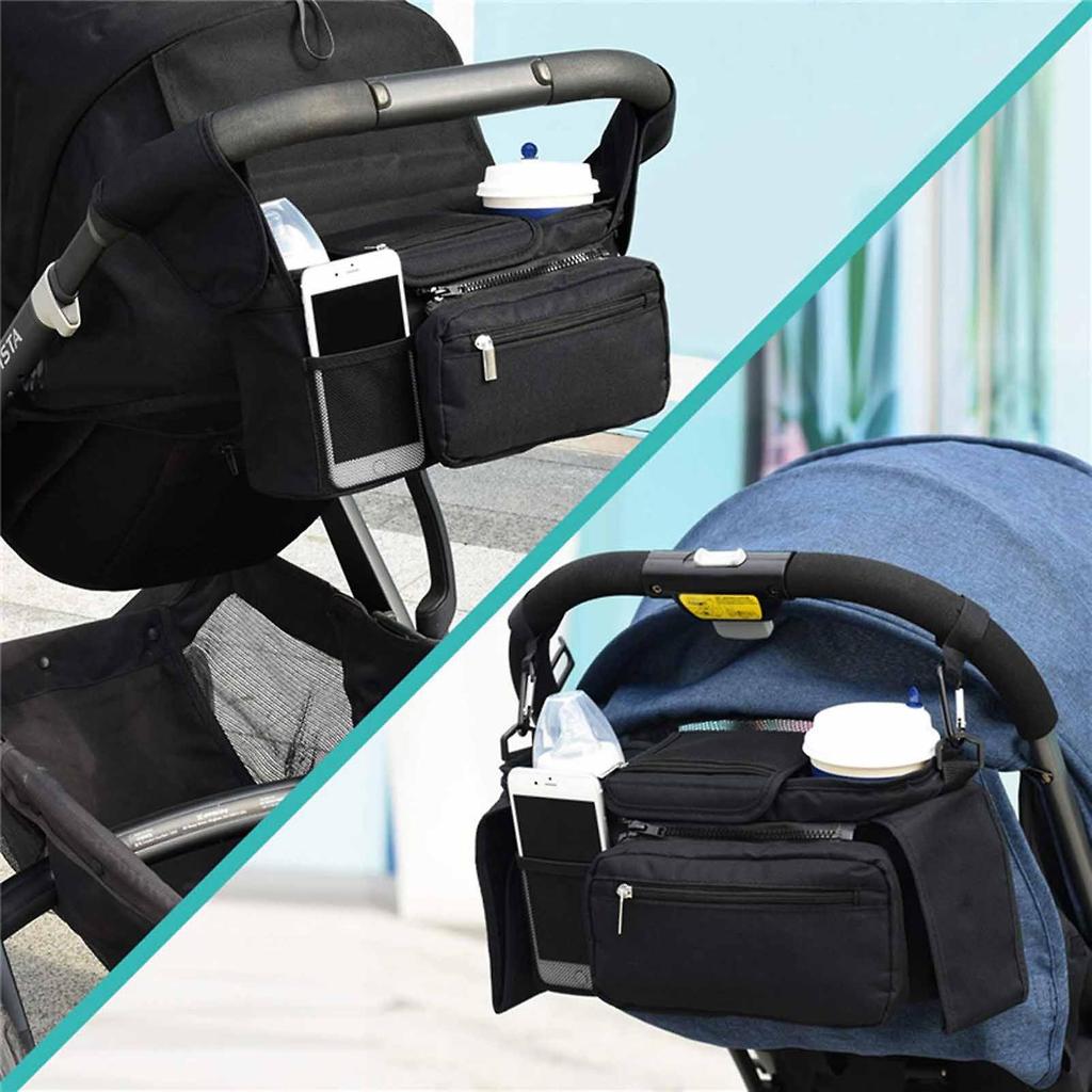 Universal Stroller Organizer  with Waterproof Insulated Cup Holder for Stroller like Uppababy Baby Jogger
