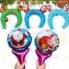 Christmas Children Party Decorative Toys Hand-Held Aluminum Balloon Stick Santa Claus Snowman Balloon Hairband Hair Accessories