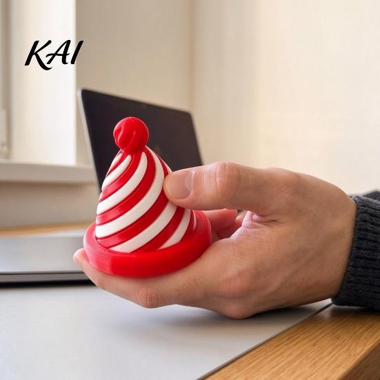 Portable Anxiety Relief Gadgets Spiral Christmas Hat Decompression Toy, 3D Printed Fidget Spinner Educational Toys for Sensory Processing Rotating