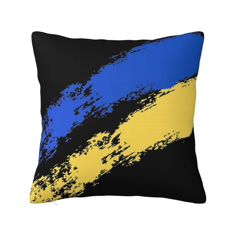 Ukraine Flagge Ukrainisches Tryzub Kissenbezug 40x40cm Schlafzimmer Dekoration Luxuriös Patriotische Kissen Dekoration Wohnzimmer Quadratischer Kissenbezug