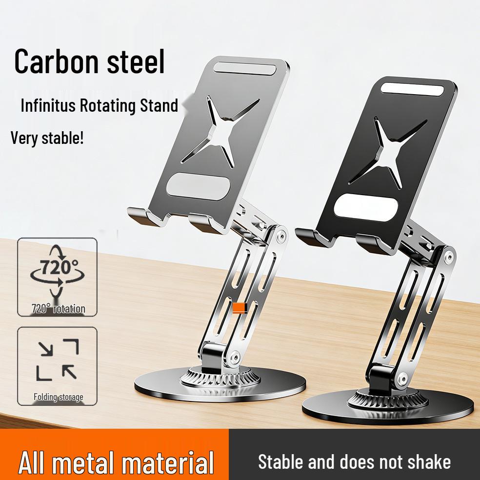 360° Dual-Fold Carbon Steel Phone & Tablet Stand for Multi-functional Use