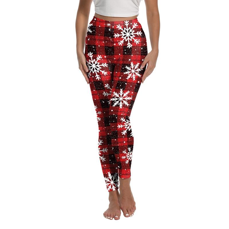 Christmas women's leggings new women's pants printed sports yoga pants peach hip pants women