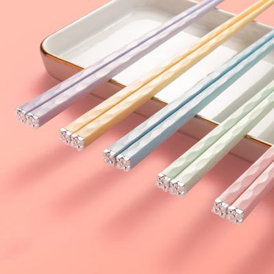 Morandi Colors Alloy Chopsticks Set 5 Pares Reutilizáveis Pauzinhos Antiderrapantes Casa Hotel Restaurante Utensílios de Cozinha Utensílios de Cozinha
