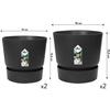 ELHO Lot de 2 pots de fleurs rond Greenville - Ø14xH13,4 cm et Ø16xH15,3 cm - 7 L - Noir