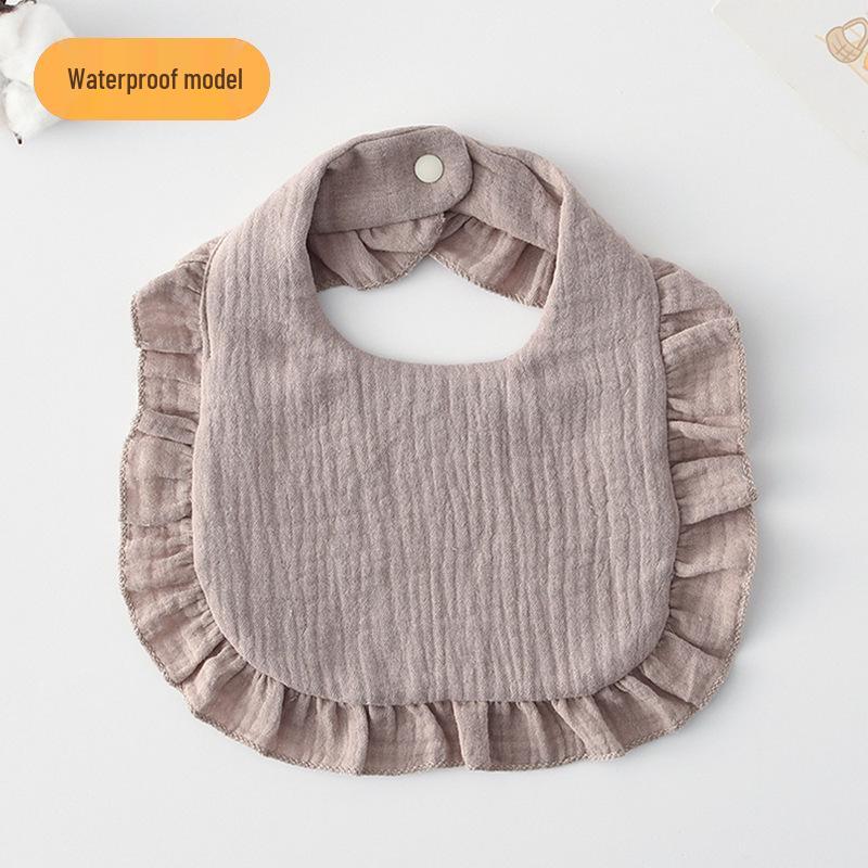 Ruffle Lace Waterproof Cotton Baby Bib (Seven-Layer Gauze)
