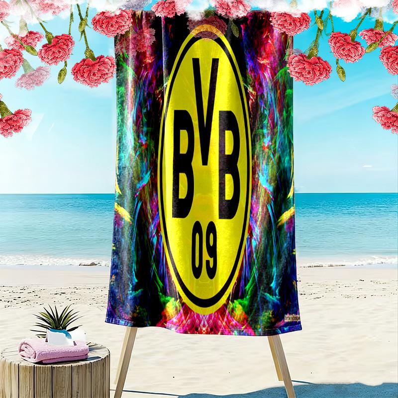 Vibrant BVB Logo Dynamic Background Beach Towel Outdoor Camping Beach Towel for Vacation Photos Quickdrying Swim Towel Swim Seaside Beach Comfort