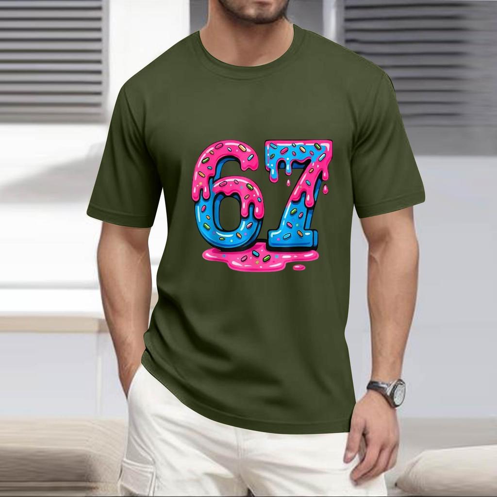 Men's Popular T-shirt Printed Round Neck Short Sleeve T-shirt
