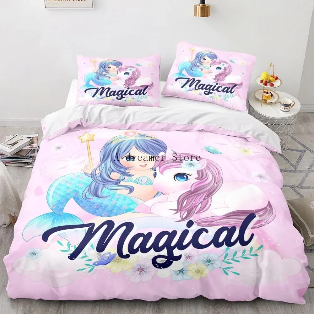 Capa de edredom infantil arco-íris cavalo desenho animado unicórnio conjunto de cama para crianças berço bebê capa de edredom conjunto fronha linda roupa de cama