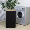 Bamboo + Oxford Cloth Collapsible Clothing Storage Laundry Basket with Lid
