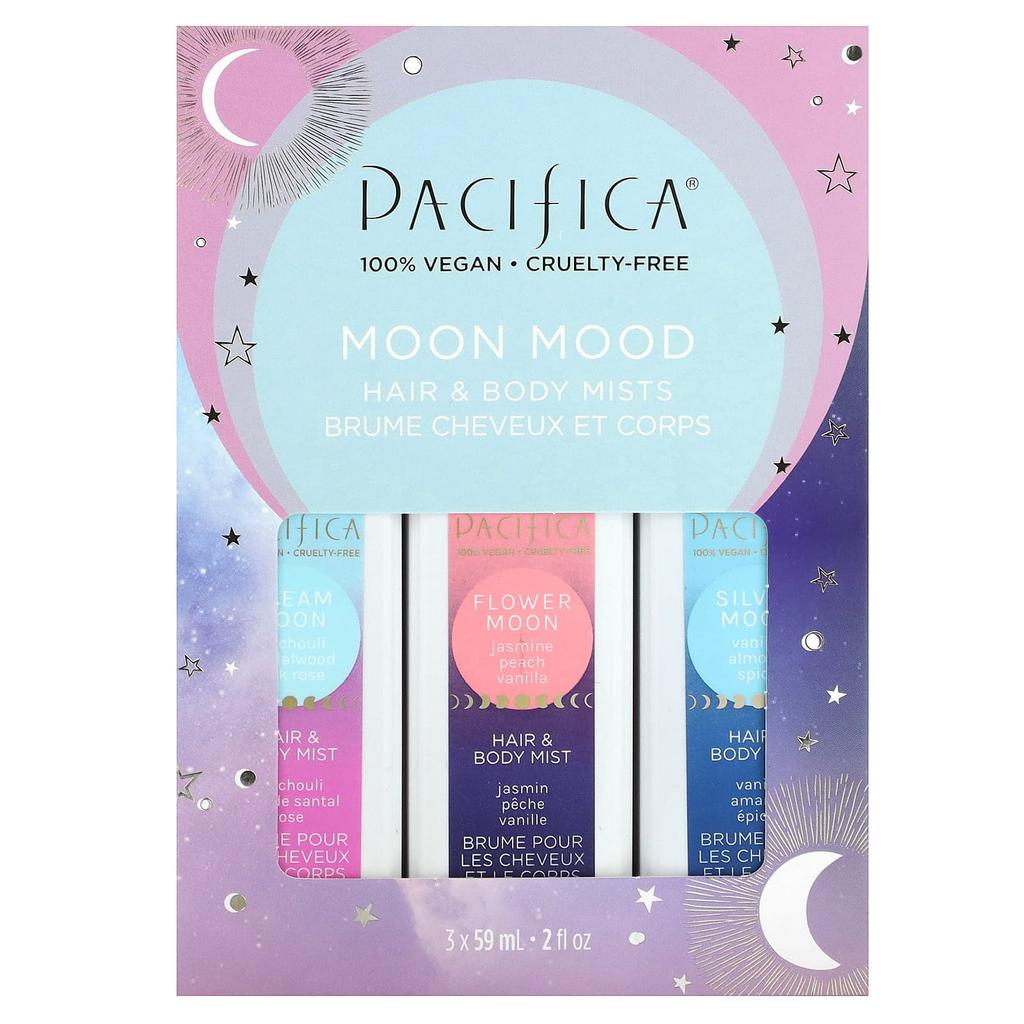 Pacifica, Mgiełka do włosów i ciała, Moon Mood, 3 sztuki, 2 fl oz (59 ml) każdy