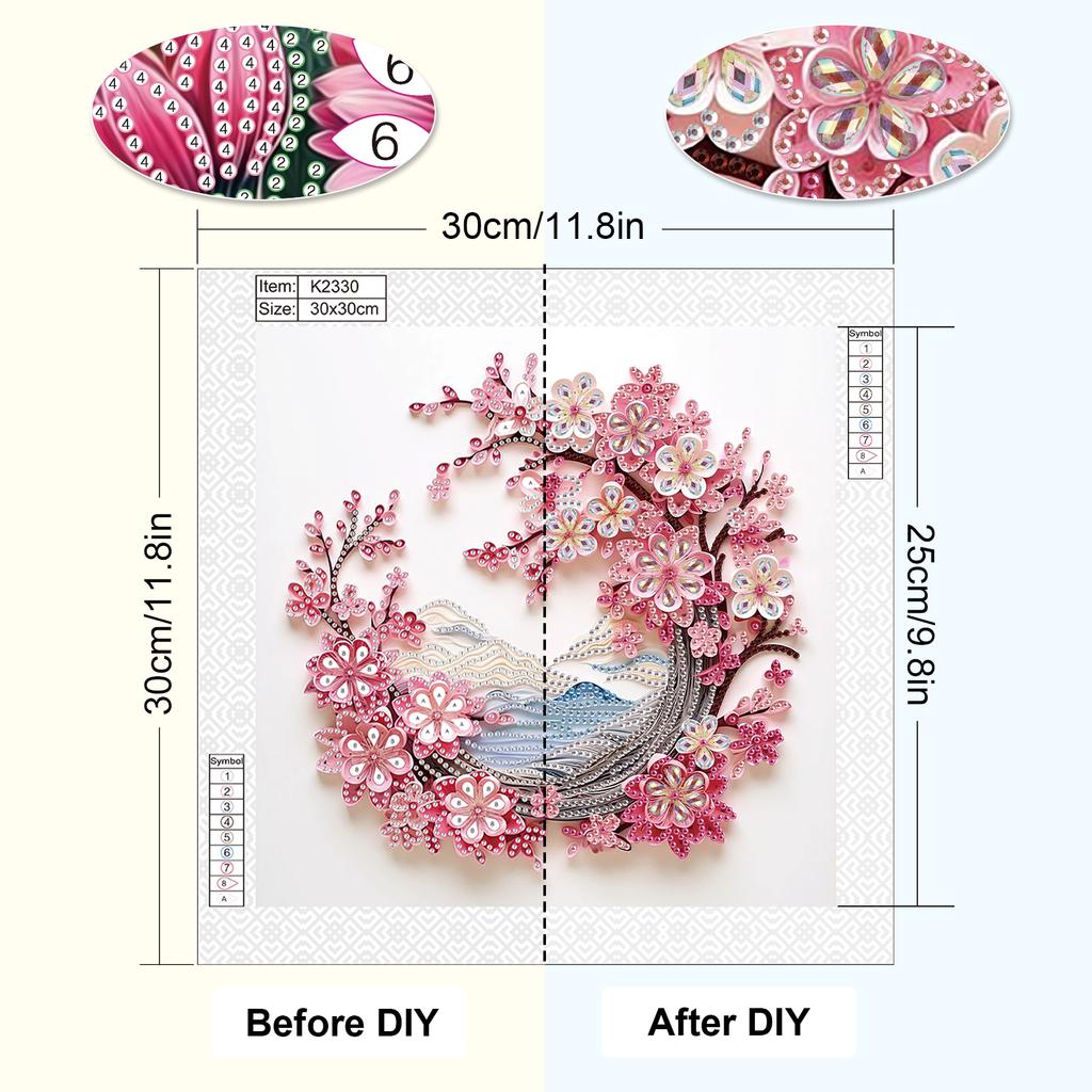 Peach blossom Shape Diamond Art Painting Kit for Adult Beginner,Crystal Diamond Dot Kit for Home Wall Decoration Gift