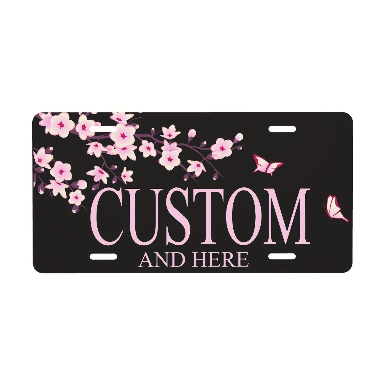

1pc Custom Aluminum License Plate Personalized Text Cherry Blossom Butterfly Design Home Garage Wall Decor белый