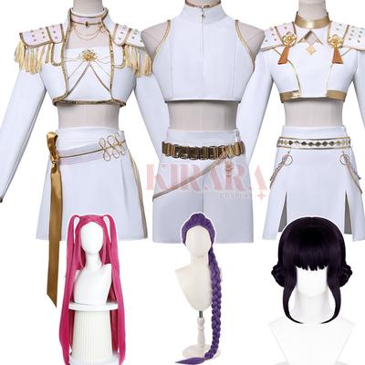 Rumi Zoey Mira Cosplay Costume Wig Kpop Idol Demon Hunters White Suits Stage Performace Role Play Women Halloween Outfits