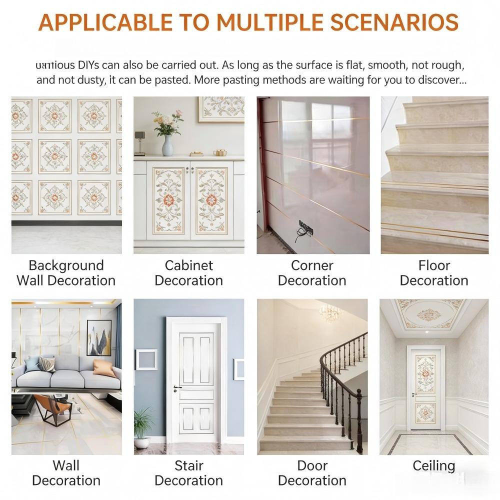 Self-Adhesive Tile Seam Sticker Waterproof Mildew Proof Floor Wall Decor Tape Gold Silver Black PET Gap Filler Strip for Kitchen Bathroom Bedroom