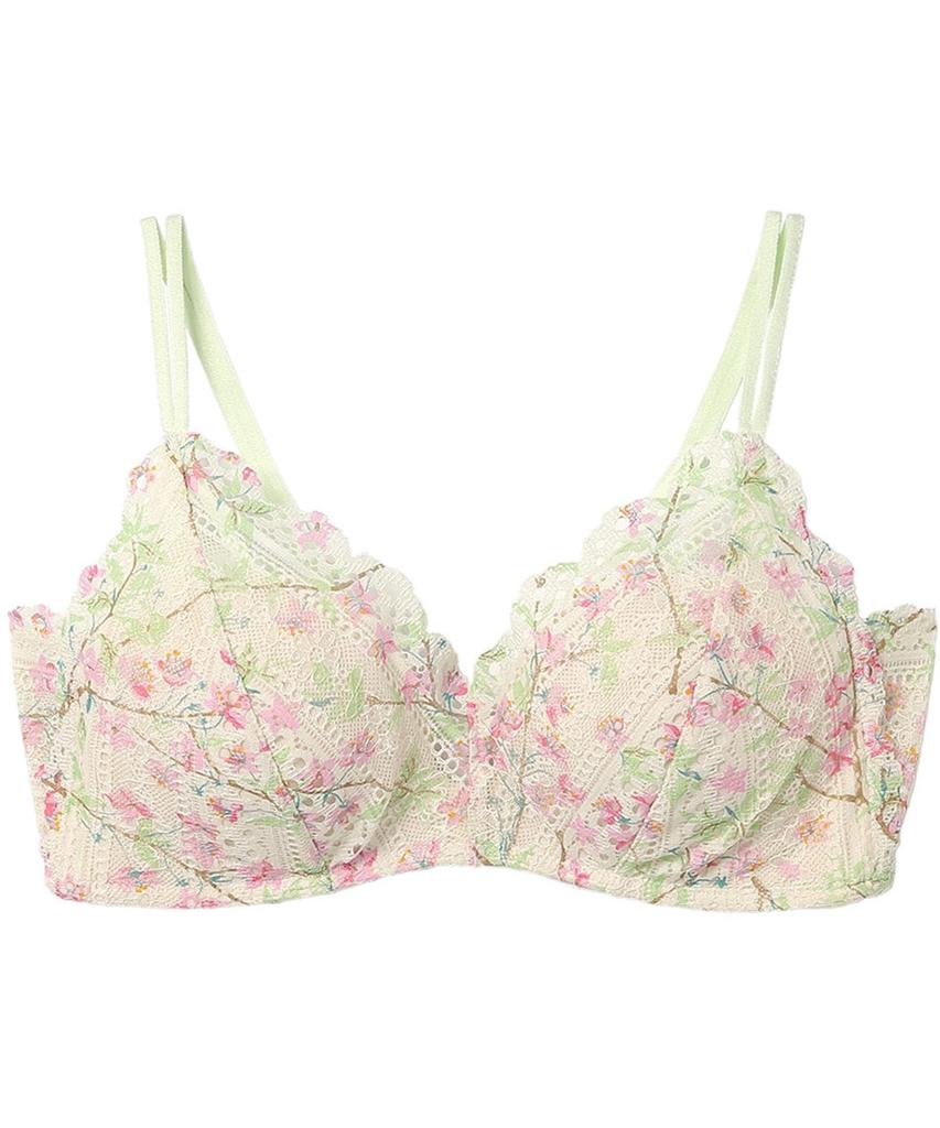 Comfortable and High Side MADE WITH LIBERTY FABRIC PI [Unnanacool] Non-wired Bra, Beautiful, Design, [364 Lace] Bra, Wireless, JB3520, Women's