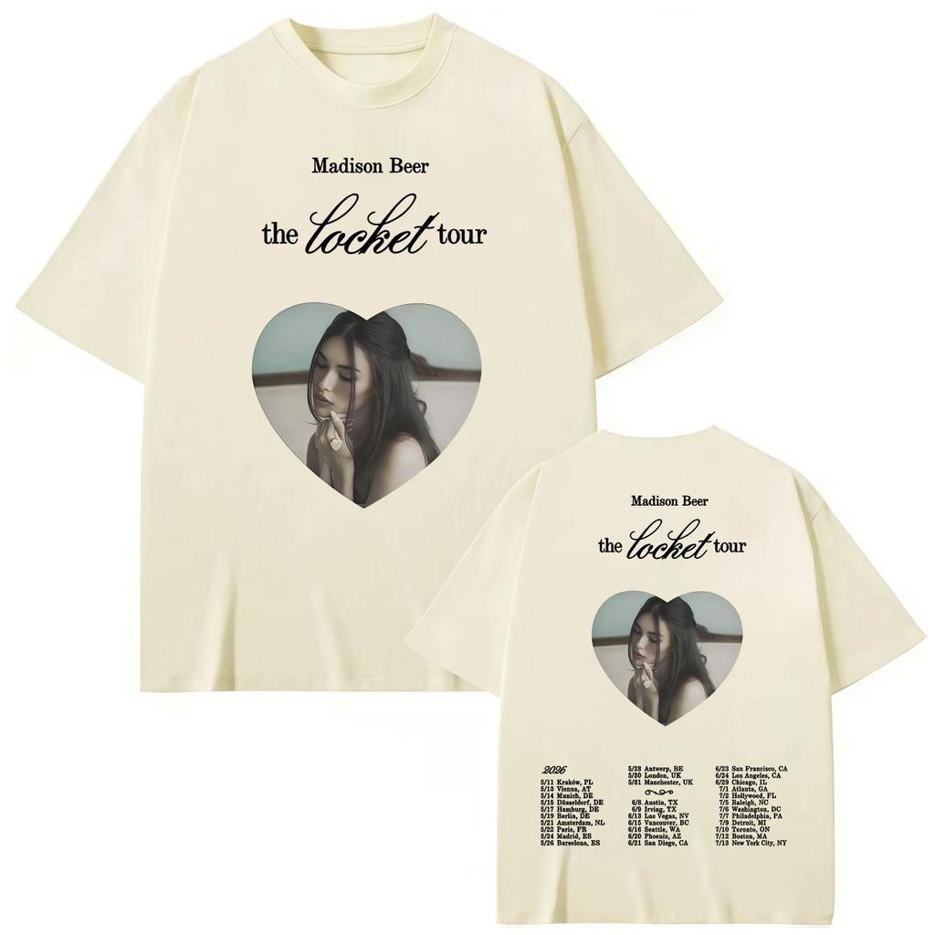 Madison Beer The Locket Tour Merch T-shirt Fashion Pop Music Short Sleeve T Shirts Men Women Casual Loose Cotton T-shirts