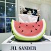 8.66" Watermelon Shaped Ceramic Tissue Box, Waterproof Napkin Holder for Coffee Table Entrance Living Room Decor