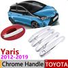 For Toyota Yaris XP130 Vitz 2012~ Chrome Door Handle Cover Car Accessories Stickers Trim Set 2013 2014 2015 2016 2017 2018