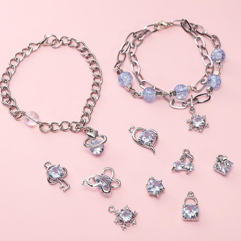 Alloy Zircon Love Butterfly Snowflake Pendant DIY Beaded Handmade Bracelet Necklace Ornament Accessories