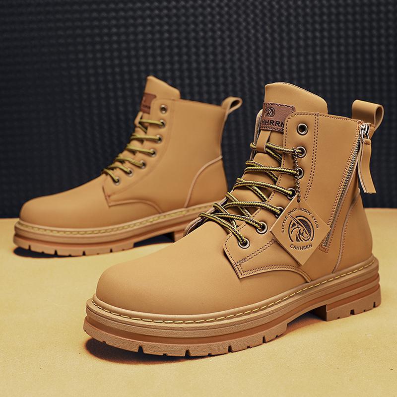 New autumn and winter big yellow boots small yellow boots Martin boots tooling boots big head shoes men's shoes live broadcast Douyin