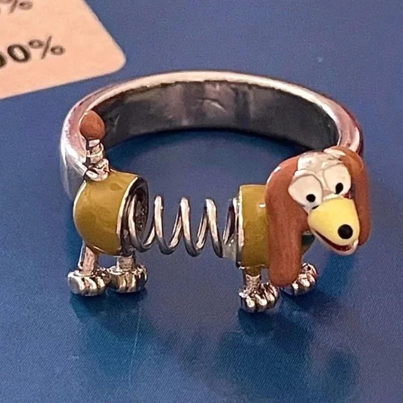 Cute Dog Rings for Women Niche Design Adjustable Unisex Alloy Electroplating Open Rings Personality Mens Ring Creative Gift