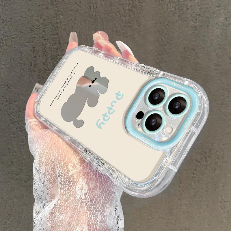 Applicable To Apple 15 Mobile Phone Case Iphone14promax Cute Puppy 13 Mirror 12/11 Transparent Soft Edge